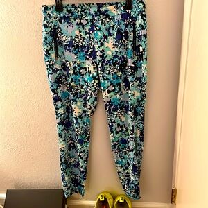 New York & Company purple blue black “flower” pants- M